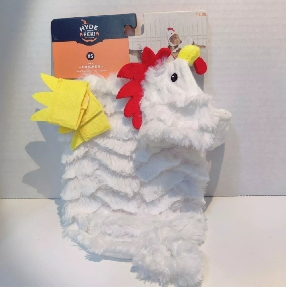 Hyde and EeK! Pet Size XS Chicken Halloween Costume Cosplay Vest Headpiece Legs